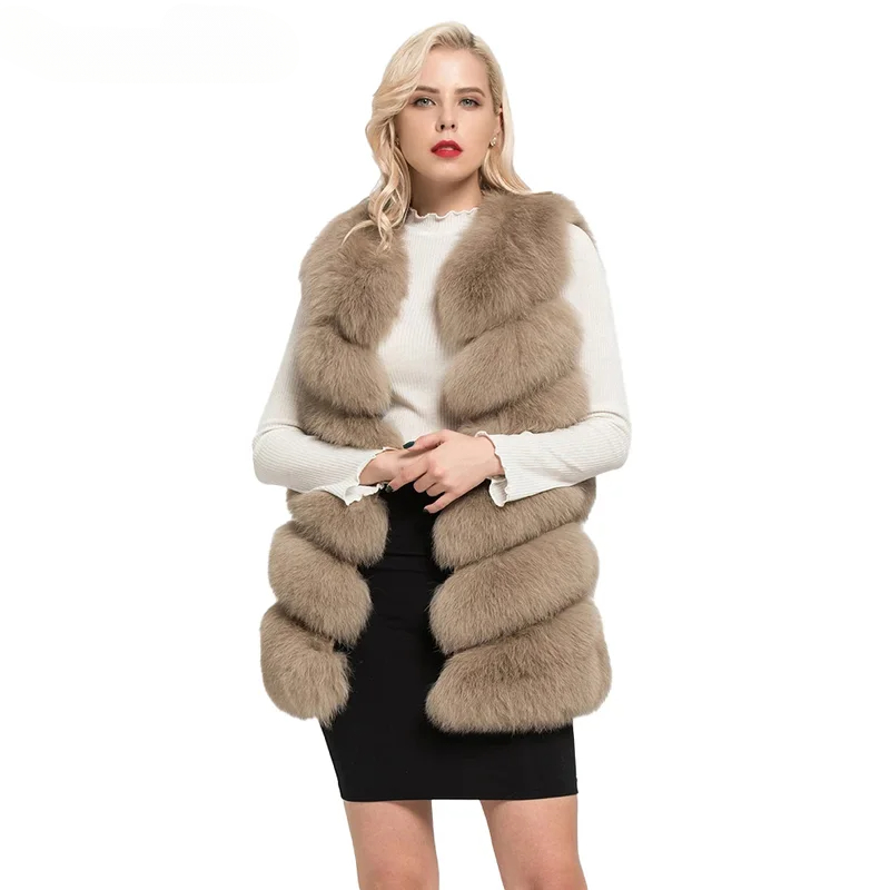Standard length diagonal fox fur vest - WGLUVF fur