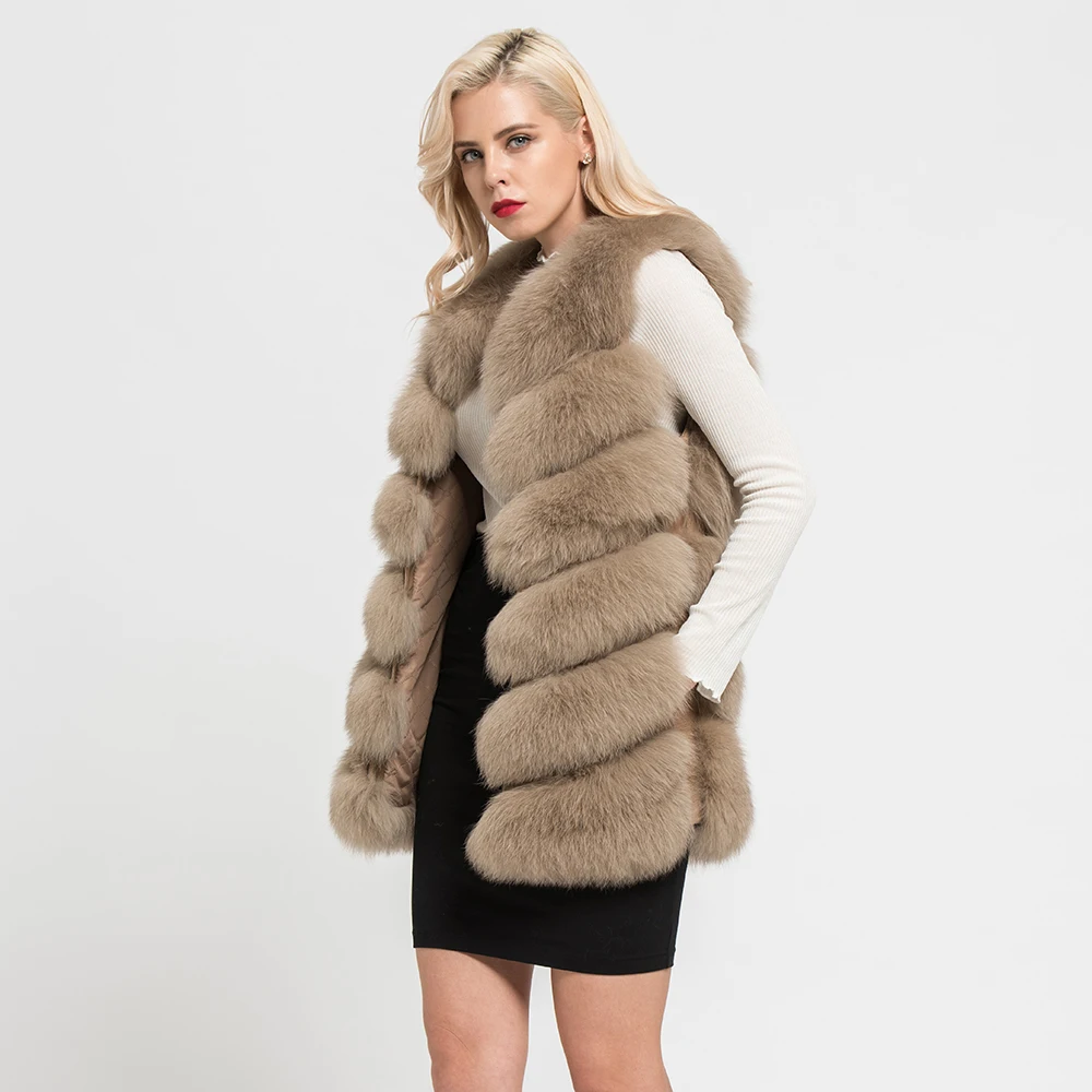Standard length diagonal fox fur vest - WGLUVF fur